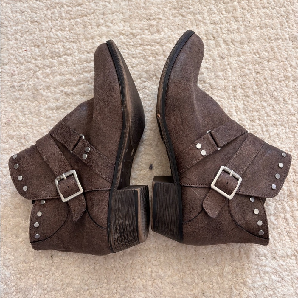 a.n.a Brown Ankle Booties with Buckle Detail